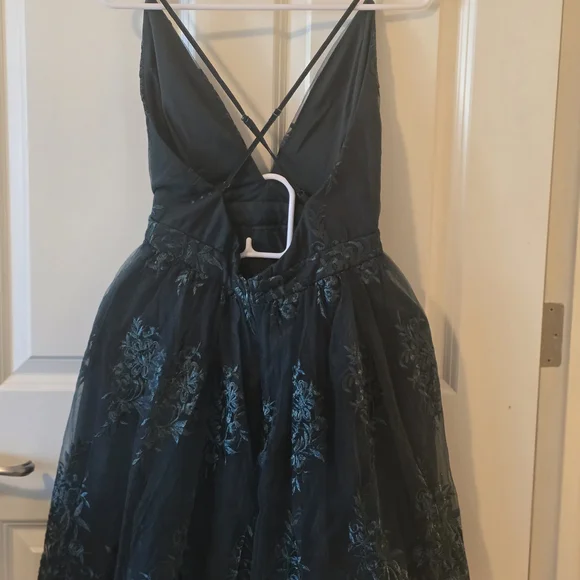 Lulu's Dark Teal Floral Mini Dress - Picture 2 of 2